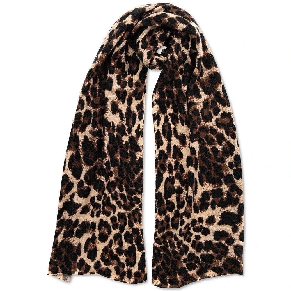 Charter Club Animal Print 100% Cashmere Scarf New with Tags